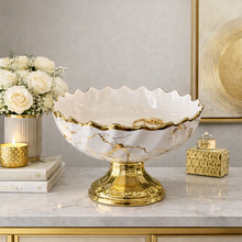 Fruit Plate Chocolate Bowl Glass Fruit Basket Decorative Tray Marble look High-End Vintage Candy Dish