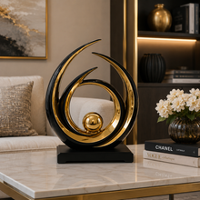 Black and Gold Abstract Sculpture – Modern Luxury Home Decor Accent, Elegant Tabletop Centrepiece for Living Room & Office