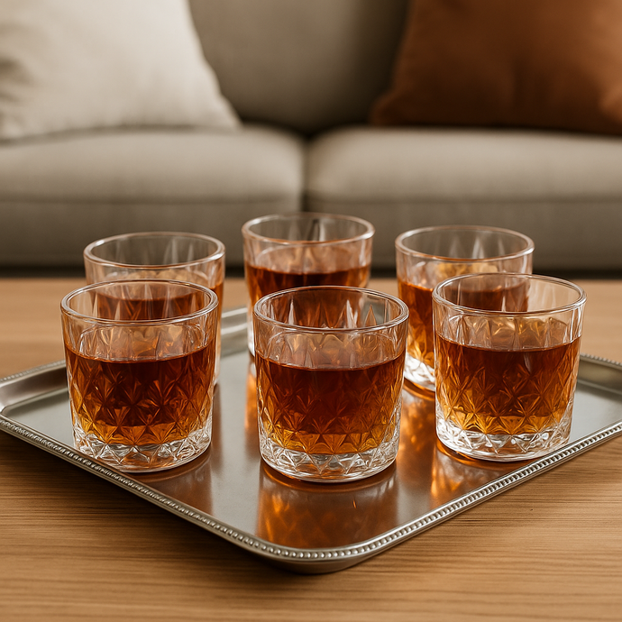 6-piece Set Glasses Drinking Cups Everyday Use Clear Heavy Glass Juice Cups Crystal Colour Glass Set of SIX