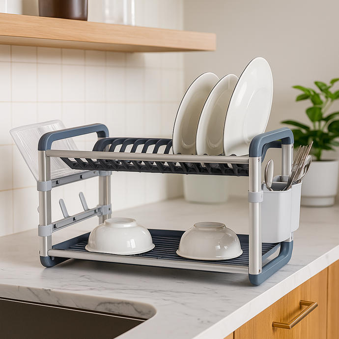 Dish Holder Aluminum High Quality Dish Drying Rack Kitchen Shelf Organizer Over Sink Utensils Holder Dish Draining Shelf Kitchen Storage Rack Cup Drying Rack
