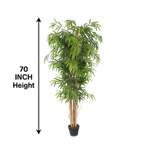 6 Feet Artificial Bamboo Tree – 70" INCH Indoor/Outdoor Green Bamboo Plant with Real Touch and Look in Black Pot – Home, Office, Patio and Garden Décor