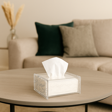 Tissue Box Elegant Handmade Acrylic Tissue Holder – Square Napkin Holder 6"x6" in Gold or Silver | Luxury Home Decor Centrepiece