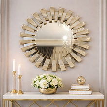 Round Mirror Gold Decorative Wall Mirror Modern Wall Hanging for Dining Room Living Room Entrance