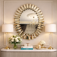 Oval Mirror Gold Decorative Wall Mirror Modern Wall Hanging for Dining Room Living Room Entrance