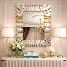 Wall Mirror Gold Decorative Rectangular Mirror Modern Wall Hanging for Dining Room Living Room Entrance