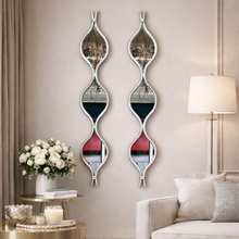 Mirror Water Drop Set of TWO Metal Geometrical Glass Handcrafted Decorative Modern Mirror in Silver