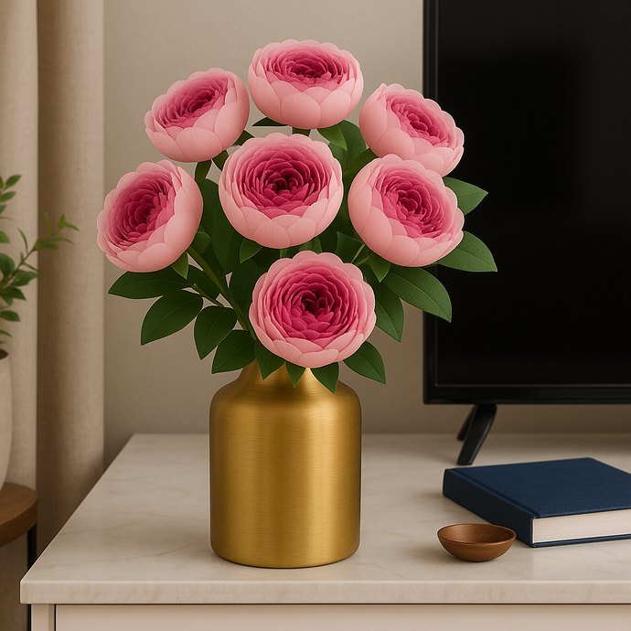 7-Head LIGHT PURPLE Peony Artificial Flower Bunch – Silk Bouquet with Fillers & Greenery for Home, Office, Bedroom & Living Room Vases
