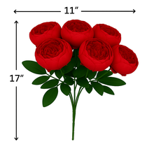 7-Head RED Peony Artificial Flower Bunch – Silk Bouquet with Fillers & Greenery for Home, Office, Bedroom & Living Room Vases