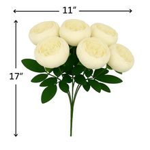 7-Head OFF-WHITE Peony Artificial Flower Bunch – Silk Bouquet with Fillers & Greenery for Home, Office, Bedroom & Living Room Vases