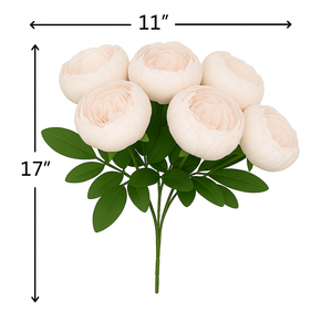 7-Head LIGHT PINK Peony Artificial Flower Bunch – Silk Bouquet with Fillers & Greenery for Home, Office, Bedroom & Living Room Vases