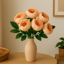 7-Head PEACH Peony Artificial Flower Bunch – Silk Bouquet with Fillers & Greenery for Home, Office, Bedroom & Living Room Vases