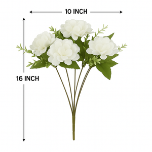White Artificial Hydrangea Flower Bunch – 7 Silk Hydrangeas with Fillers for Vases | Home, Office & Living Room Decor
