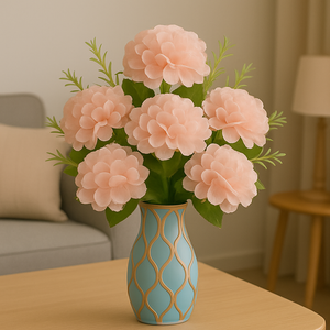 Light Pink Artificial Hydrangea Flower Bunch – 7 Silk Hydrangeas with Fillers for Vases | Home, Office & Living Room Decor