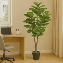 5 Feet Artificial Fiddle Leaf Fig Tree – 60" Indoor/Outdoor Real Touch Plant in Black Pot | Large Faux Tree with Bendable Leaves for Home, Office, Living Room, Patio or Balcony Décor