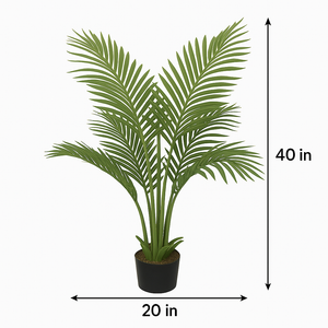 3.5 Feet Artificial Palm Tree for Indoors and Outdoors – 40" INCH Real Touch Plastic Plant with Bendable Palm Leaves in Black Pot – Home, Office, Terrace & Backyard Décor