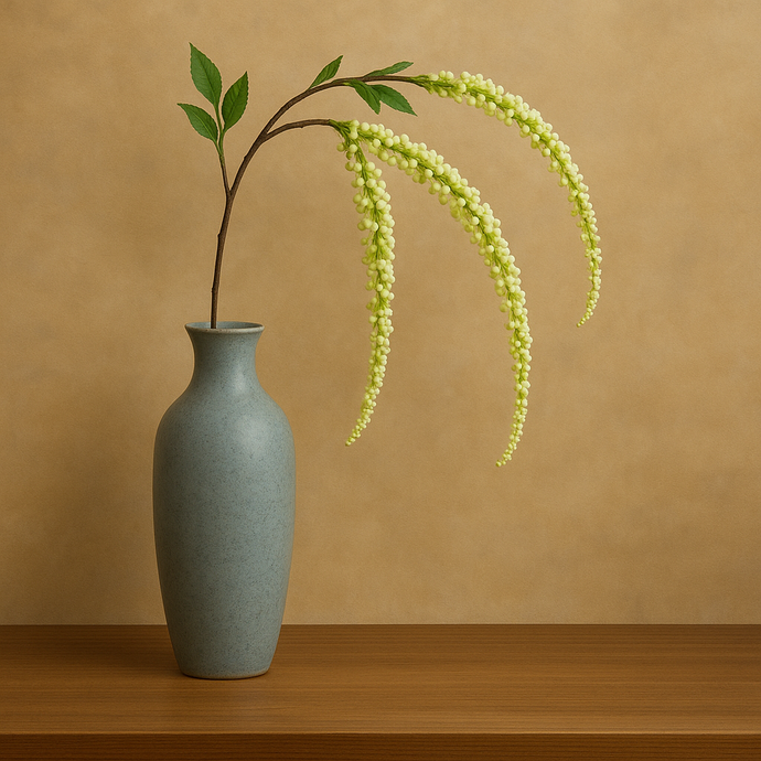 Artificial Wisteria Long Stem – White and Green Flowers with 3 Cascading Branches for Home, Wedding, Floral Arrangements, DIY Decor and Photo Props