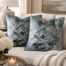 Set of 2 Decorative Cushions with Fillers – Dark Grey with Shades of Black and Beige Silk Throw Pillow Covers with Zipper for Sofa, Bed & Living Room Decor