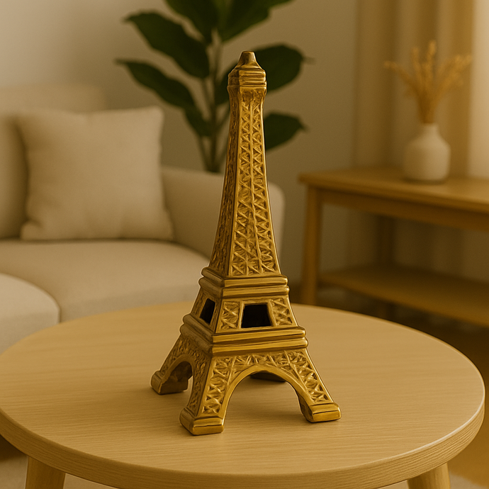 Metal Eiffel Tower Centrepiece – Decorative Gold or Silver Ceramic Accent for Home or Office, 16