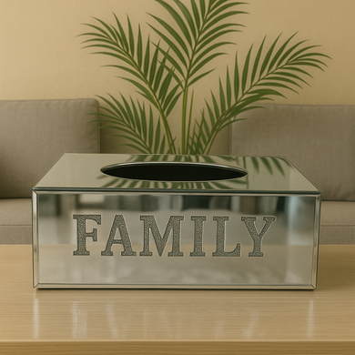 Crystal Tissue Box Glass Luxury FAMILY Tissue Holder Crushed Crystals Decor Living Room/ Office/ Bedroom Decorative Storage Box