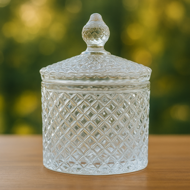 Glass Sugar Bowl Storage Crystal Candy Jar with Lid in Gold OR Crystal Transparent Colour