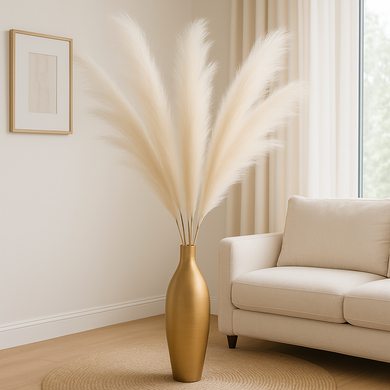Pampas Grass Artificial 45” inch Long Fluffy Stem for Home Décor of One Stem Available in Many Colours