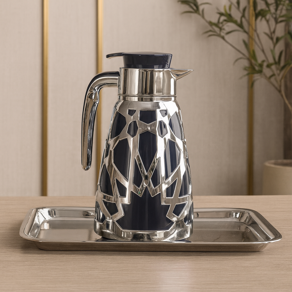 Thermos Creative Design Silver & Black Thermal Coffee Carafe Double Walled Thermos for Hot Drinks Hot 12Hours/Cold 24 Hours Pink Glass from the Inside