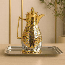 Thermos Creative Design Gold and Chrome Thermal Stainless Steel Coffee Carafe Double Walled Thermos for Hot Drinks Hot 12Hours/Cold 24 Hours Pink Glass from the Inside