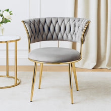 Velvet GREY Accent Chair with Tufted Curved Design and Gold Metal Frame – Modern Curved Back Lounge Chair for Living Room, Bedroom, Dining or Office – Elegant GREY Upholstery