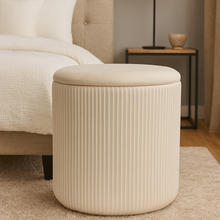 17" INCH Ottoman Round Velvet Stool with Storage – Modern Accent Chair with Storage for Living Room, Bedroom, or Entryway – Multiple Colours