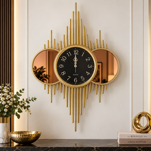 Wall Clock Art Clock Gold Wall Decoration, Creative Handmade Mute Non-Ticking Quartz Clock Stainless Steel Wall Clock for Living Room, Bedroom, Office, Corridor