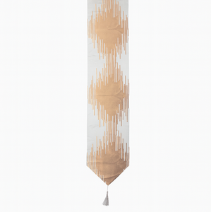 Table Runner in Grey & Brown | 12.5" x 84" plus Tassels – Modern Geometric Design, Elegant Double Layer Dining Table Decor for 4–6 Seater, Coffee Table, Wedding & Holiday Decoration