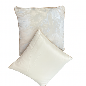Set of 2 Decorative Cushions with Fillers – Off-white Shades Silk Throw Pillow Covers with Zipper for Sofa, Bed & Living Room Decor