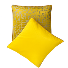 Set of 2 Decorative Cushions with Fillers – Yellow with Grey Shades Silk Throw Pillow Covers with Zipper for Sofa, Bed & Living Room Decor