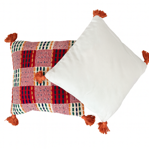 Set of 2 Decorative Cushions with Fillers – Colourful Woven Throw Pillow Covers with Zipper for Sofa, Bed & Living Room Decor