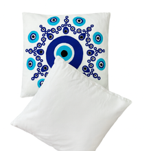 Set of 2 Decorative Cushions with Fillers – BLUE AND WHITE Woven Throw Pillow Covers with Zipper for Sofa, Bed & Living Room Decor