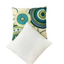 Set of 2 Decorative Cushions with Fillers – Teal with Green Woven Throw Pillow Covers with Zipper for Sofa, Bed & Living Room Decor