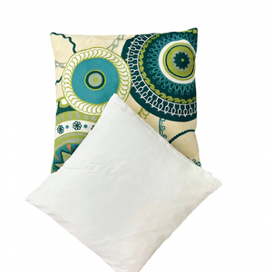 Set of 2 Decorative Cushions with Fillers – Teal with Green Woven Throw Pillow Covers with Zipper for Sofa, Bed & Living Room Decor