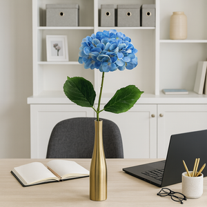 26" INCH Artificial Hydrangea Flower Stem – Realistic BLUE Head Decorative Hydrangea Flower – Faux Floral Stem for Vases, Bouquets, Wedding Centrepieces, and DIY Home Decor