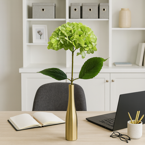 26" INCH Artificial Hydrangea Flower Stem – Realistic GREEN Head Decorative Hydrangea Flower – Faux Floral Stem for Vases, Bouquets, Wedding Centrepieces, and DIY Home Decor