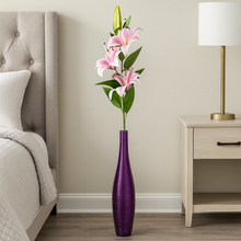 40" INCH Large Artificial Lily Flowers with Fruit – Realistic DARK PINK Lilies Decorative Long Lily Flower Stem – Faux Floral Stem for Vases, Bouquets, Wedding Centrepieces, and DIY Home Decor