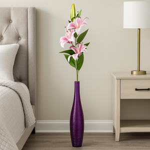 40" INCH Large Artificial Lily Flowers with Fruit – Realistic DARK PINK Lilies Decorative Long Lily Flower Stem – Faux Floral Stem for Vases, Bouquets, Wedding Centrepieces, and DIY Home Decor