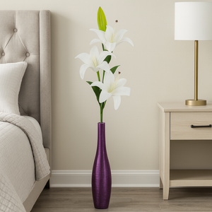 40" INCH Large Artificial Lily Flowers with Fruit – Realistic WHITE Lilies Decorative Long Lily Flower Stem – Faux Floral Stem for Vases, Bouquets, Wedding Centrepieces, and DIY Home Decor