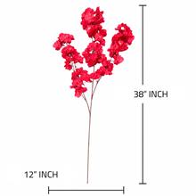 38" INCH Long Cherry Blossom Artificial Flower Stem – PINK Cherry Blossom Bunch – 3 Long Silk Stems with Extension, Bendable Branches for Floor Vase, Ginger Jars, Home Decor, Wedding Decor