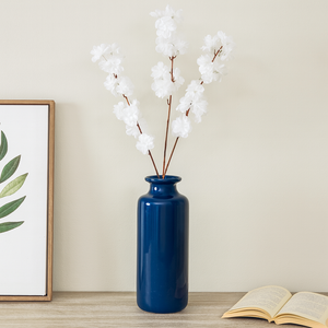 38" INCH Long Cherry Blossom Artificial Flower Stem – WHITE Cherry Blossom Bunch – 3 Long Silk Stems with Extension, Bendable Branches for Floor Vase, Ginger Jars, Home Decor, Wedding Decor