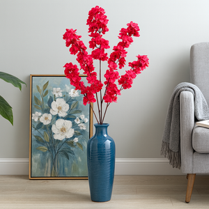 38" INCH Long Cherry Blossom Artificial Flower Stem – PINK Cherry Blossom Bunch – 3 Long Silk Stems with Extension, Bendable Branches for Floor Vase, Ginger Jars, Home Decor, Wedding Decor