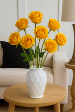 Mango YELLOW Velvet Artificial Rose Stem – 30” INCH Long Single Flower with Realistic Petals & Green Leaves for Home Decor, Vases, Weddings, Events