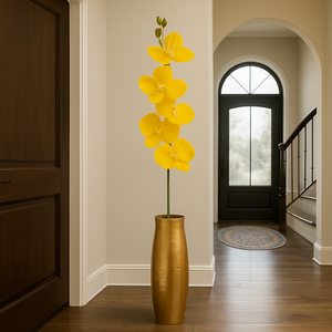 38" INCH Large Artificial Phalaenopsis Orchid Flowers – Realistic YELLOW Orchids Decorative Long Flower Stem – Faux Floral Stem for Vases, Bouquets, Wedding Centrepieces, and DIY Home Decor