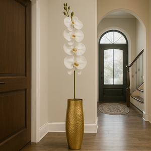 38" INCH Large Artificial Phalaenopsis Orchid Flowers – Realistic WHITE Orchids Decorative Long Flower Stem – Faux Floral Stem for Vases, Bouquets, Wedding Centrepieces, and DIY Home Decor