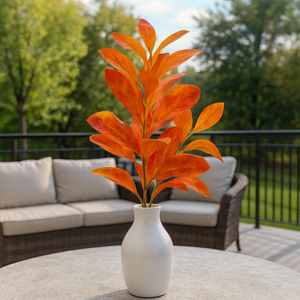 Artificial Orange Leaf Bunch – 28” INCH Realistic Orange Decorative Leaf Bunch – Faux Leaves for Vases, Bouquets, Wedding Centrepieces, and DIY Home Decor