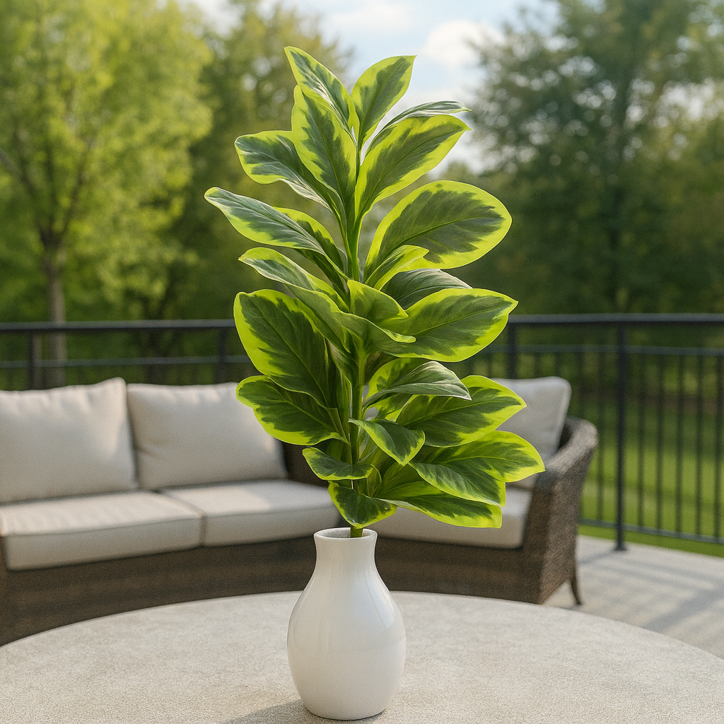 Artificial Green Leaf Bunch – 28” INCH Realistic Green with Light Shade Tip Decorative Leaf Bunch – Faux Leaves for Vases, Bouquets, Wedding Centrepieces, and DIY Home Decor